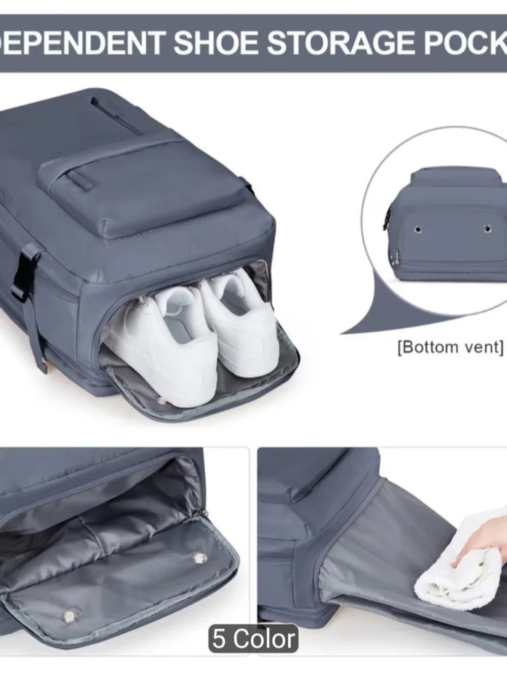 Expandable Grey Travel Backpack - 32L/45L